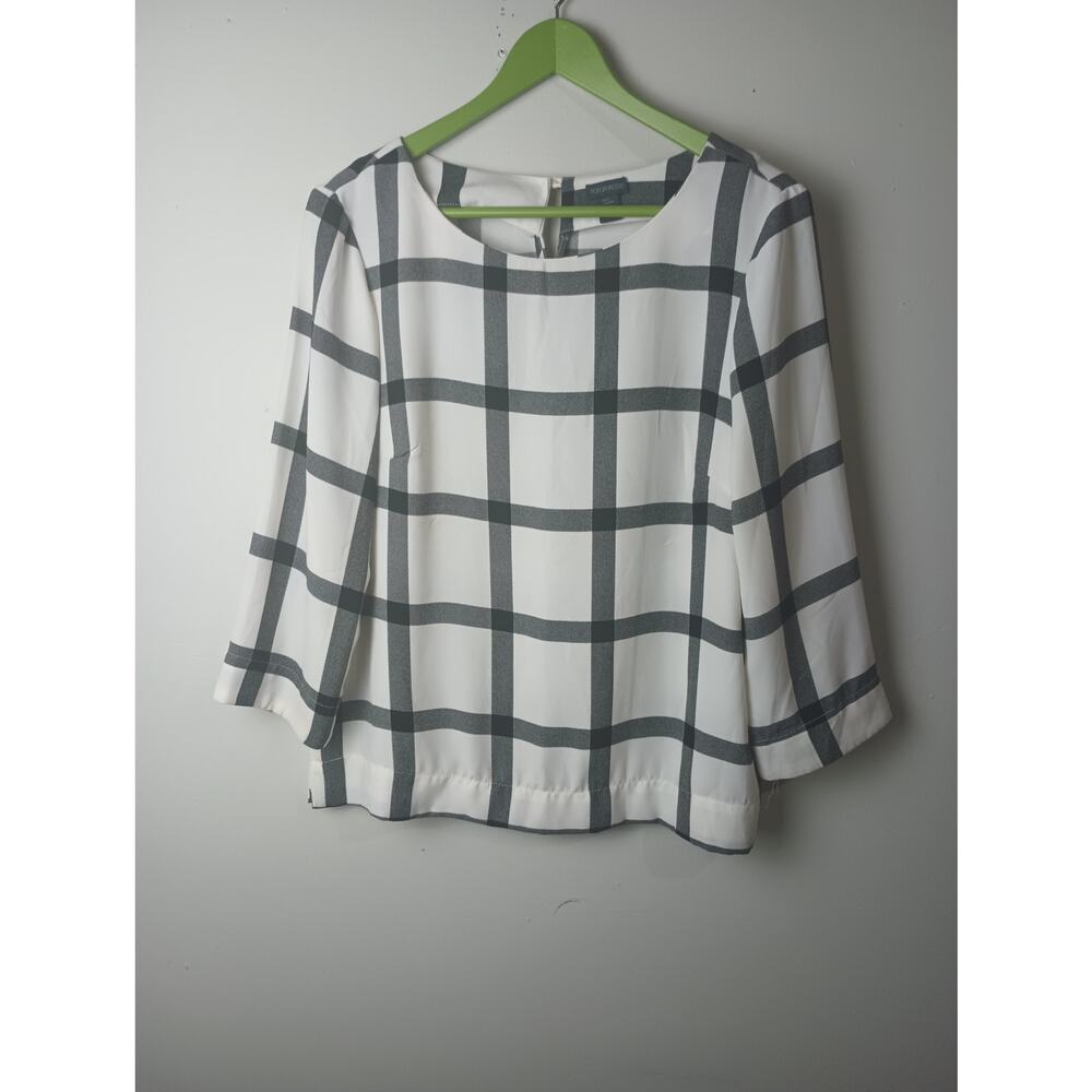 Women's Black White Striped Blouse Career Professional Medium‎ Paraphrase Office